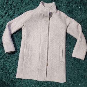 J.Crew Re-Imagined Light Gray Wool Blend Zip PeaCoat Minimalist Size 0